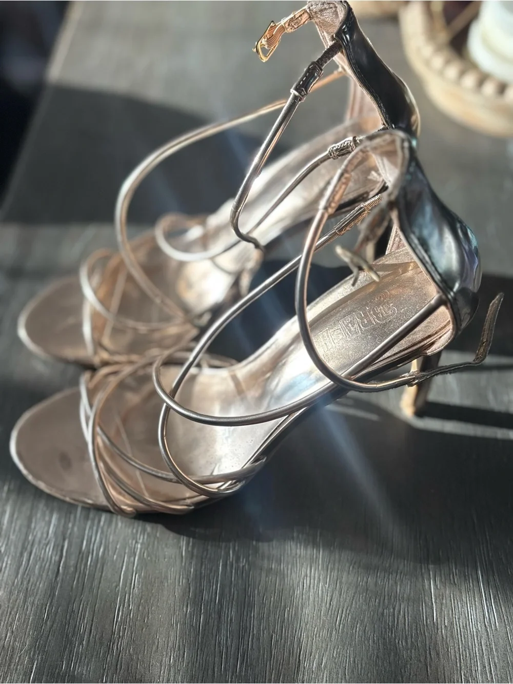 Metallic Strappy Women’s High Heel Sandals